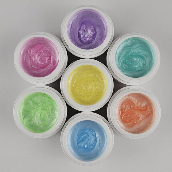 MPK Nails® 7x Farbgel Pastell Metallic im Set