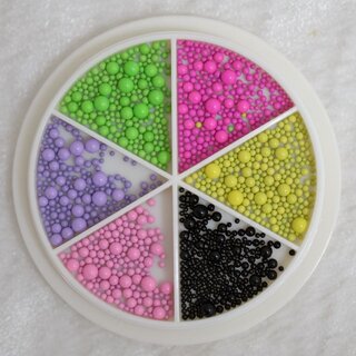 Nail Art Kaviar im Rondell - Perlen Neon-Mix
