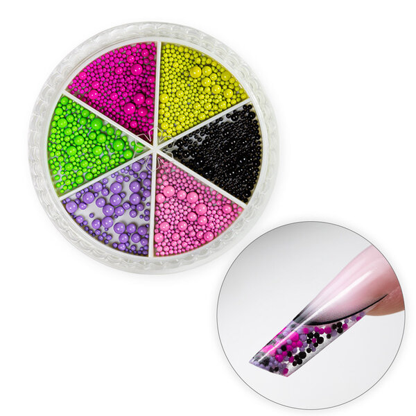 MPK Nails® Nail Art Kaviar im Rondell - Perlen Neon-Mix