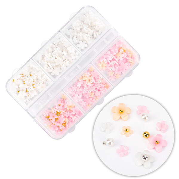 MPK Nails® Nailart Overlays Blumen rosa / weiß
