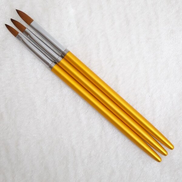 MPK Nails® Acrylpinsel im 3er Set, goldfarbener Griff