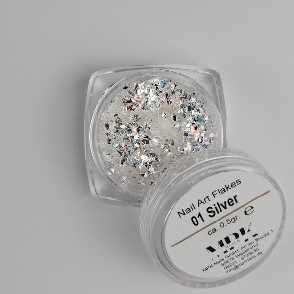 MPK Nails® Nail Art Flakes mit Farbwechsel 01) Silver