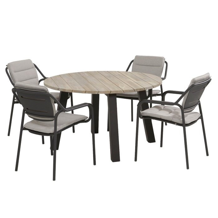 4 Seasons Outdoor Derby Gartentisch rund 130 cm mit Teakholzplatte