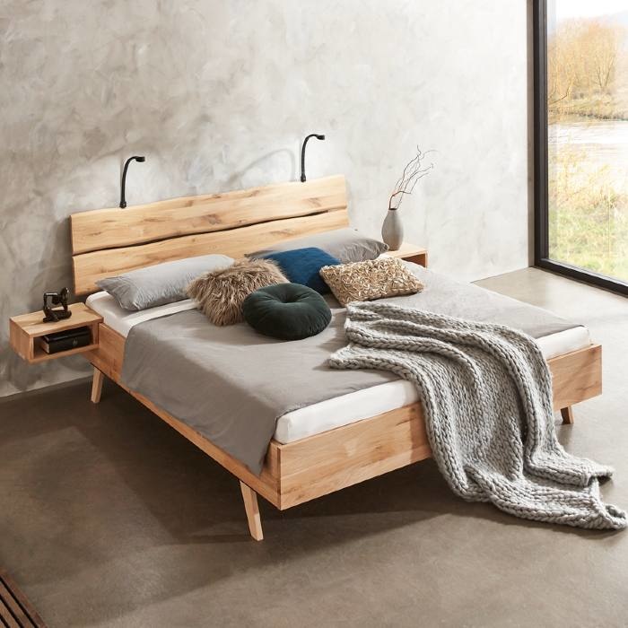 Key West Rough massief houten bed met individuele planken hoofdbord