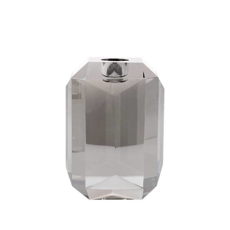 HKLIVING-collectie crystal glass candle holder grey diamond