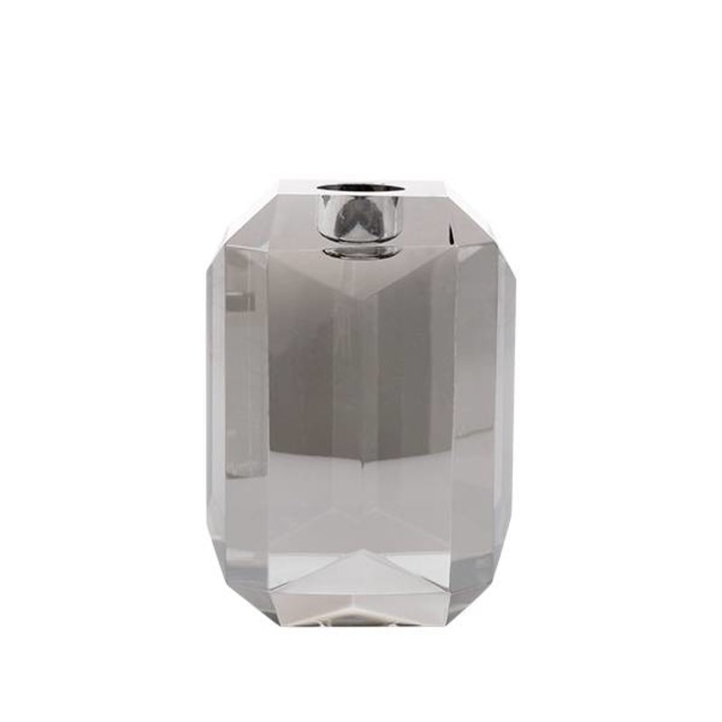 HKliving-collectie crystal glass candle holder grey diamond