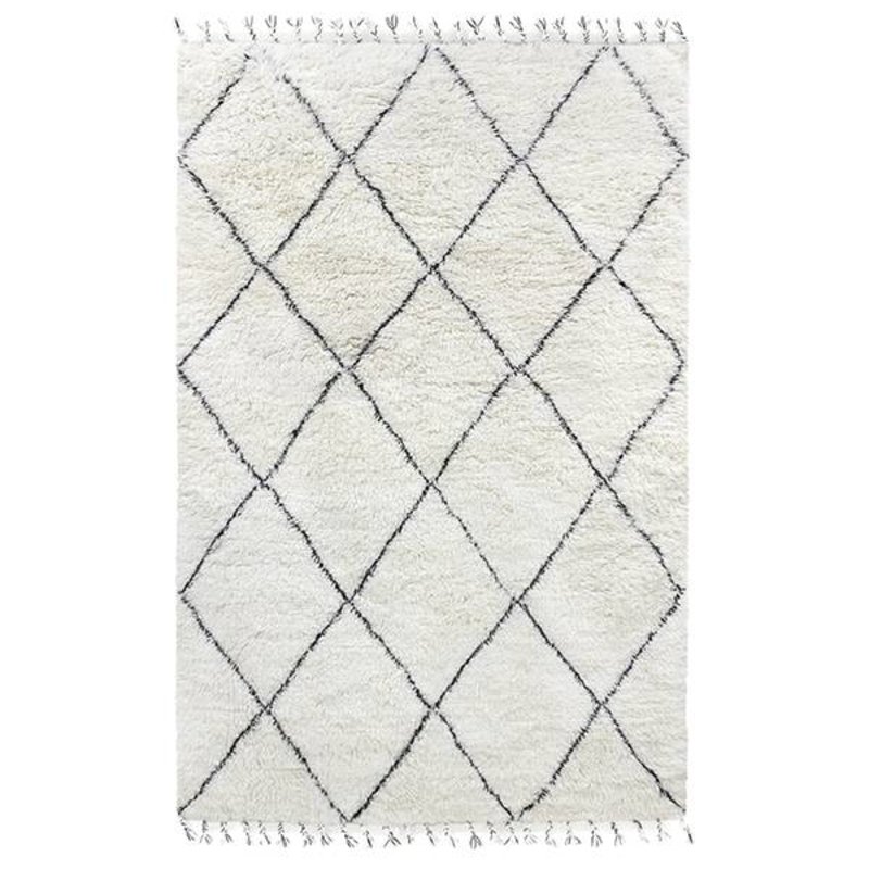 HKLIVING-collectie woolen berber rug black/white (200x300)