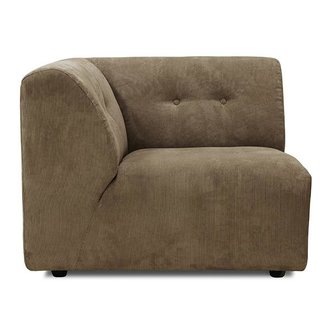 HKLIVING Vint bank element A - hoekonderdeel links - corduroy bruin