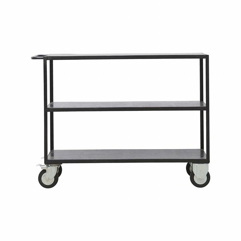 House Doctor-collectie Zwart metalen trolley -laag model-