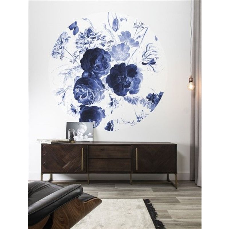 KEK Amsterdam-collectie Wallpaper Circle Royal Blue Flowers