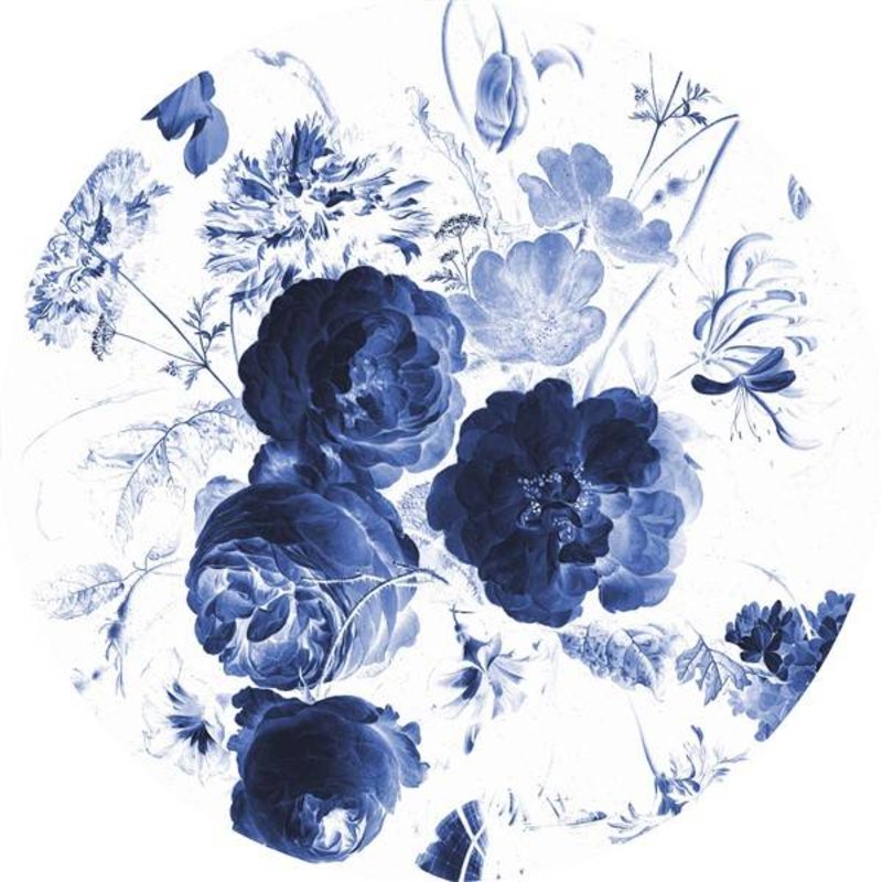 KEK Amsterdam-collectie Wallpaper Circle Royal Blue Flowers