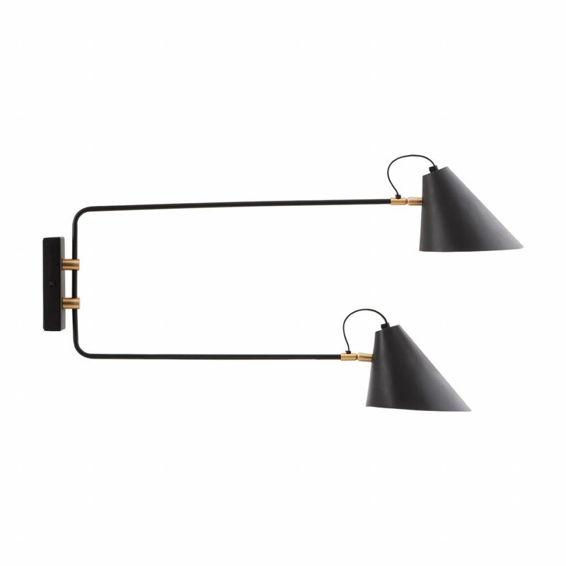 House Doctor-collectie Wandlamp Club Double, Zwart/Wit