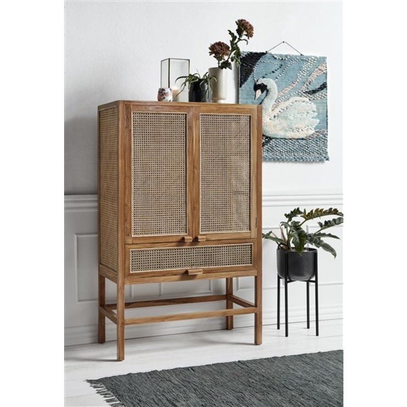 Nordal-collectie Cabinet, teak, open mesh weaving