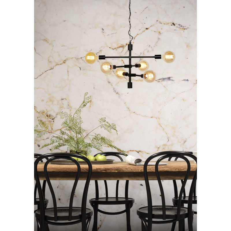 it's about RoMi-collectie Hanging lamp iron Nashville 6-arm, black