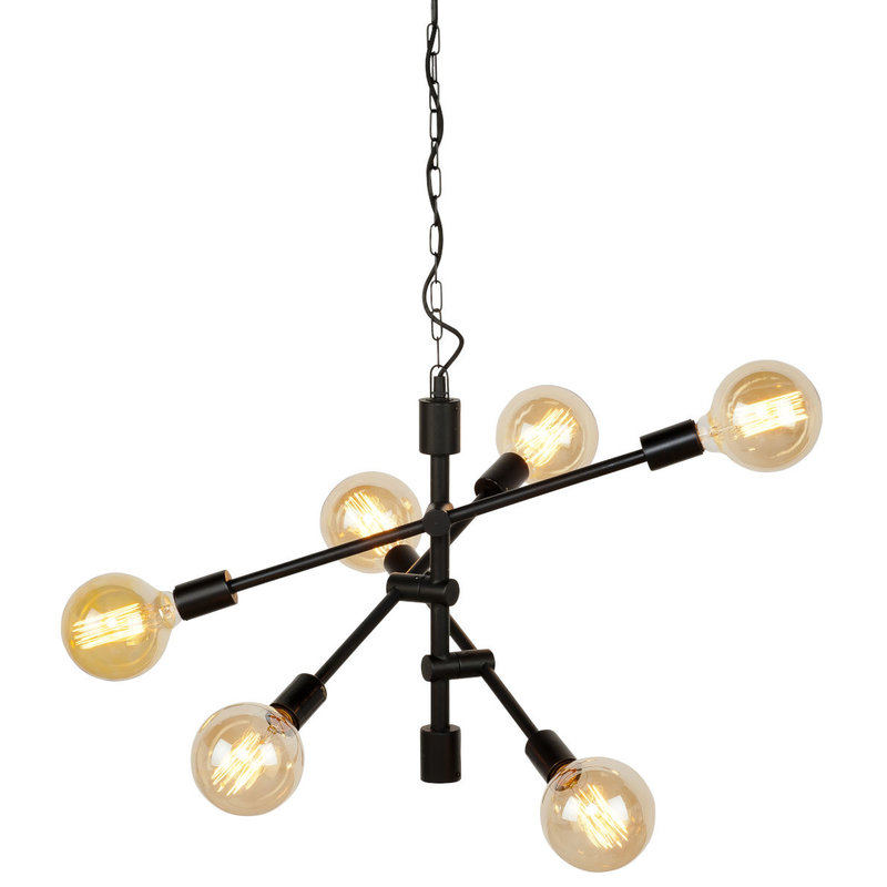 it's about RoMi-collectie Hanging lamp iron Nashville 6-arm, black