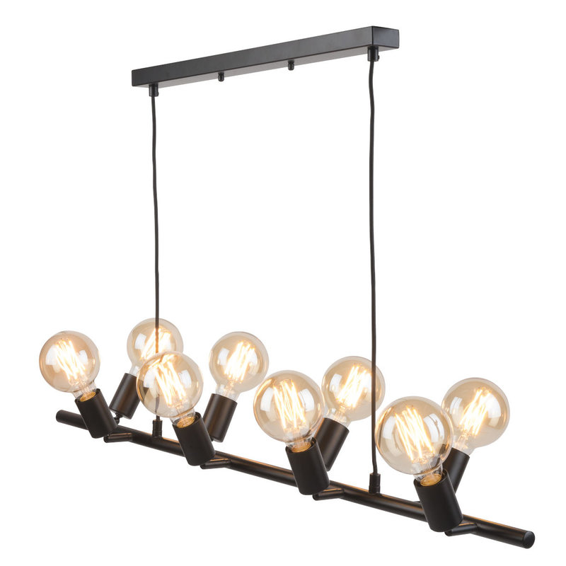 it's about RoMi-collectie Hanging lamp iron Miami 8-arm, black