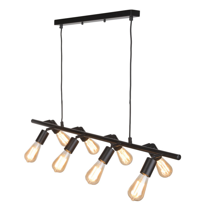 it's about RoMi-collectie Hanging lamp iron Miami 8-arm, black