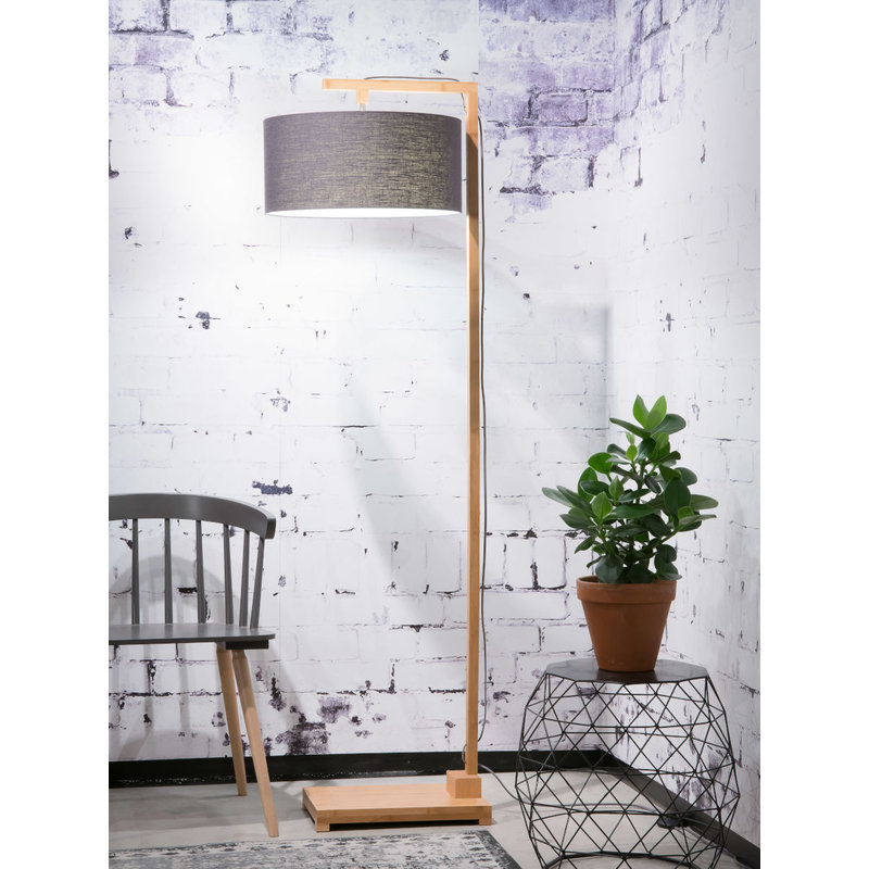 Good&Mojo-collectie Floor lamp Himalaya bamboo 4723, linen dark grey