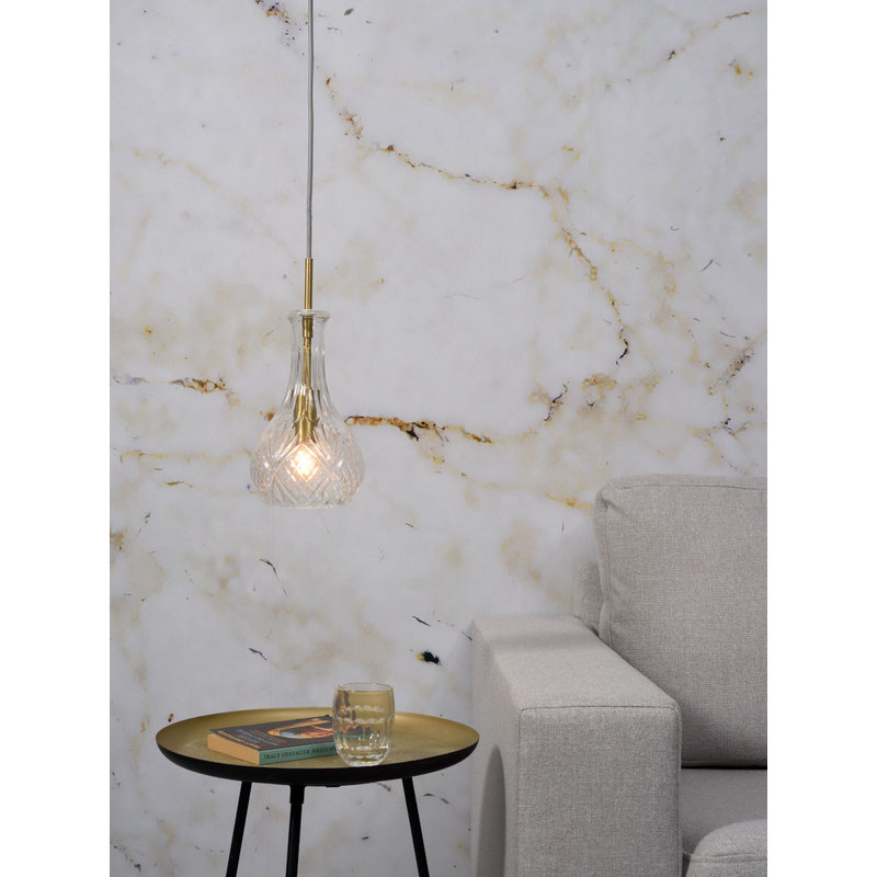 it's about RoMi-collectie Hanging lamp glass Brussels transparent/gold, drop