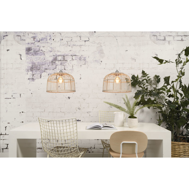 Good&Mojo-collectie Hanglamp Borneo bamboe kap naturel rond 42 cm