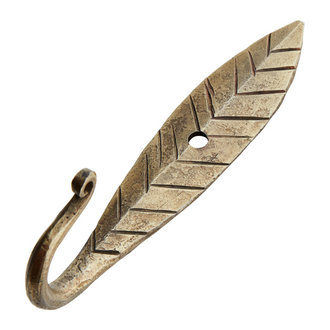 Madam Stoltz Wandhaak veer hand gesmeed brass 11 cm