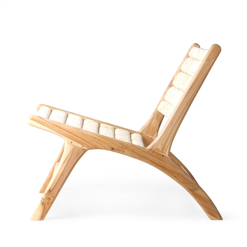 HKLIVING-collectie abaca/teak lounge chair