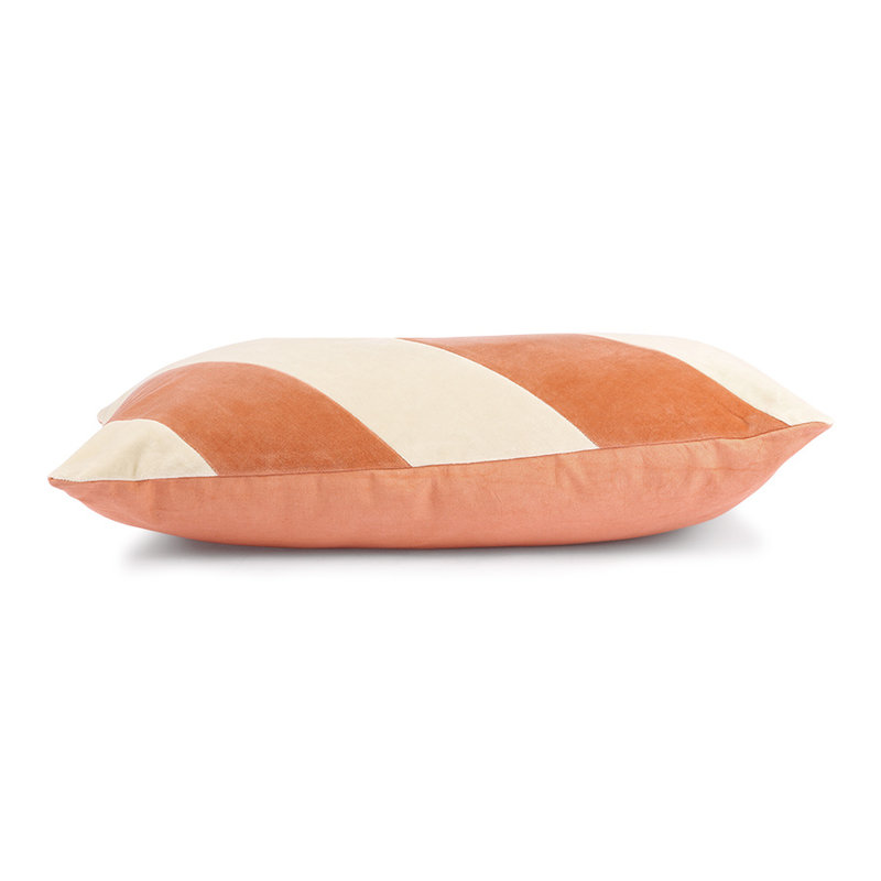 HKLIVING-collectie striped cushion velvet peach/cream (40x60)