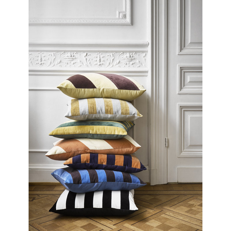 HKLIVING-collectie striped cushion velvet peach/cream (40x60)