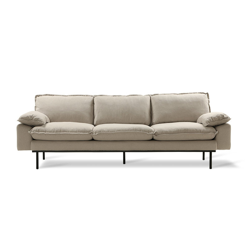 HKLIVING-collectie retro sofa: 4-seats, cosy, beige
