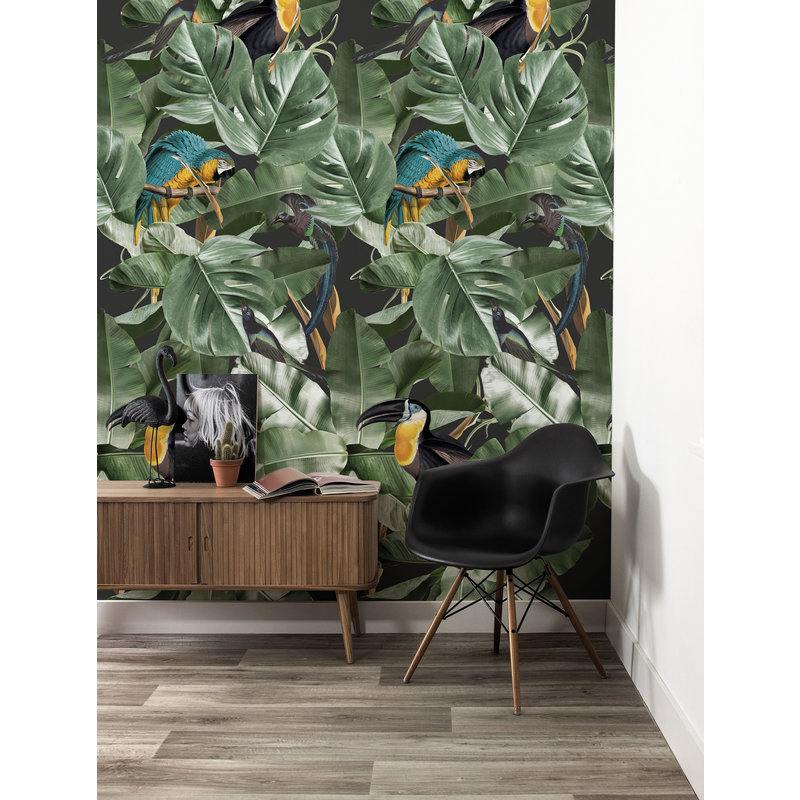 KEK Amsterdam-collectie Wallpaper Botanical Birds,Black
