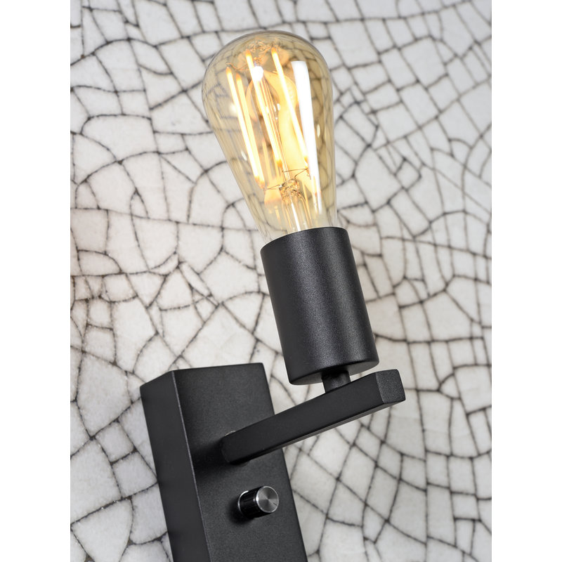 it's about RoMi-collectie Wall lamp Florence shelf+usb+reading light black