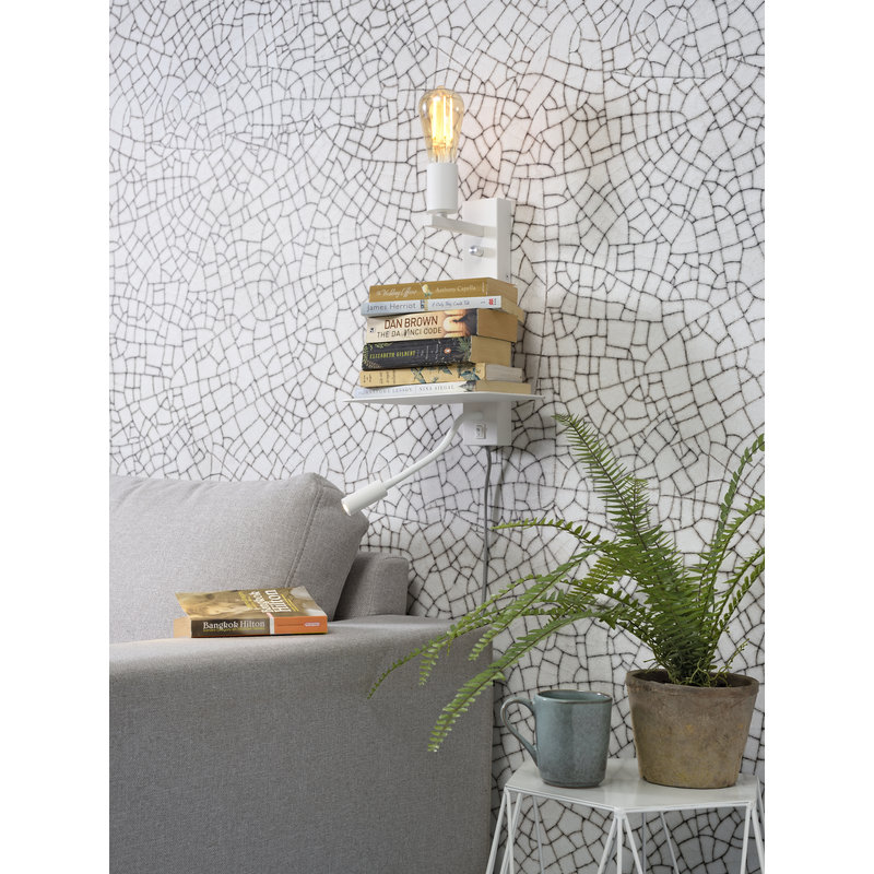 it's about RoMi-collectie Wall lamp Florence shelf+usb+reading light white