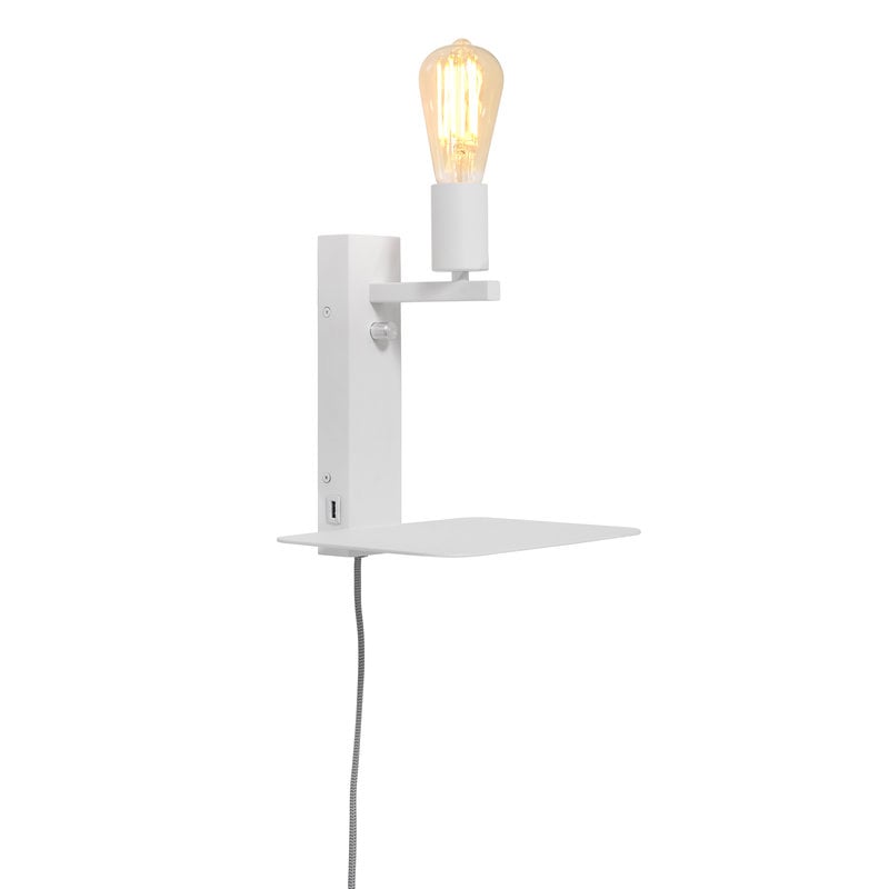 it's about RoMi-collectie Wall lamp Florence shelf+usb white