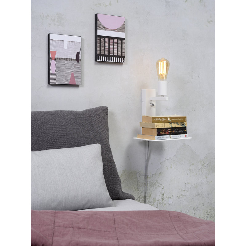 it's about RoMi-collectie Wall lamp Florence shelf+usb white