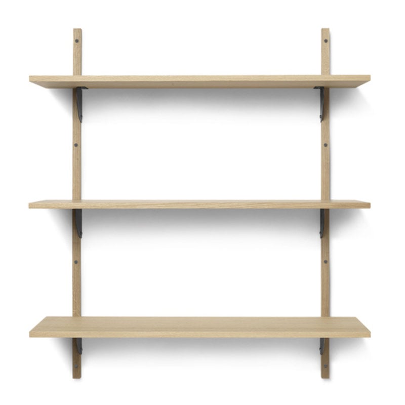 ferm LIVING-collectie Sector Shelf T/W - Oak - Black Brass