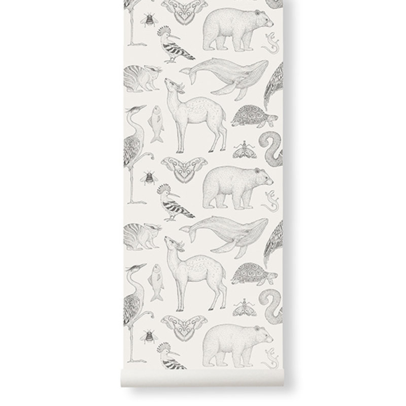 ferm LIVING-collectie Katie Scott Wallpaper - Animals - Off-wh