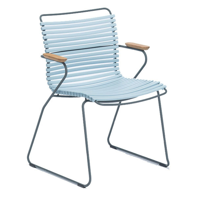 Houe-collectie CLICK Dining Chair with Armrests in bamboo dusty light blue