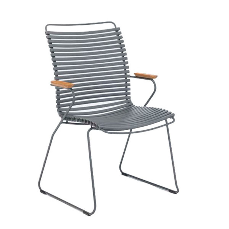 Houe-collectie CLICK Dining Chair Tall with Armrests in bamboo Dar Grey