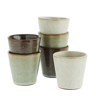 Madam Stoltz Stoneware cups - Light stone, liquen, dark taupe