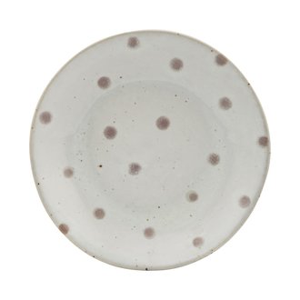 House Doctor Plate, Dots, White w. green dots