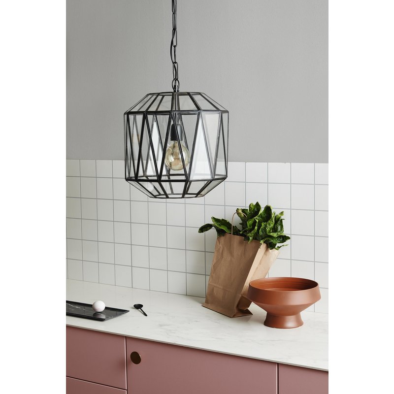 Nordal-collectie HERA hanging lamp, glass triangles