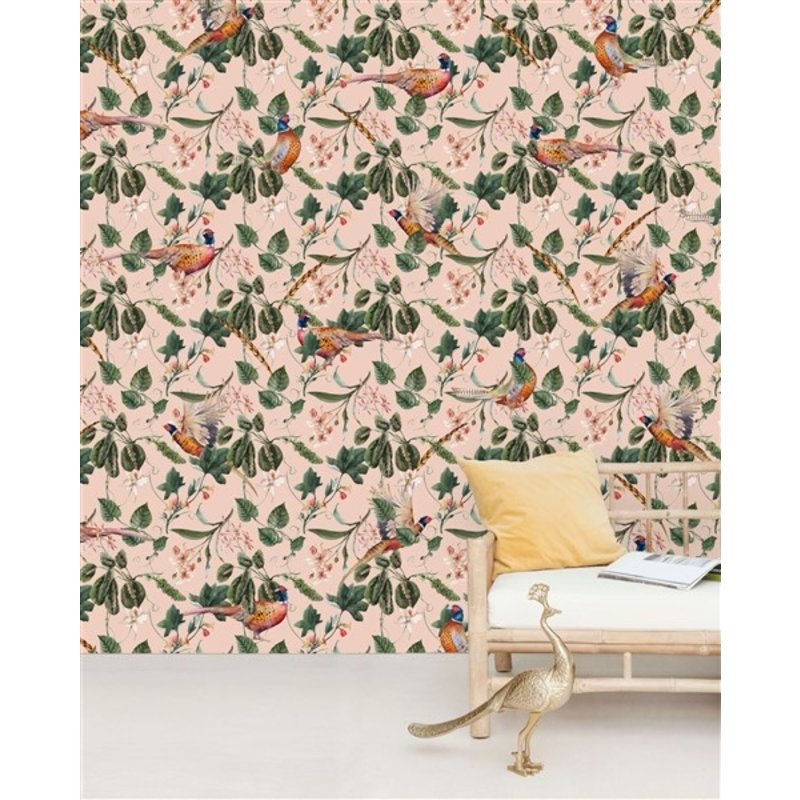 Creative Lab Amsterdam-collectie Floral Pheasant Sunset Wallpaper Mural