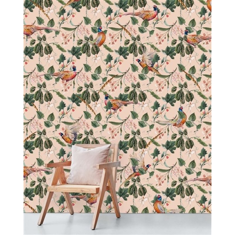 Creative Lab Amsterdam-collectie Floral Pheasant Sunset Wallpaper Mural