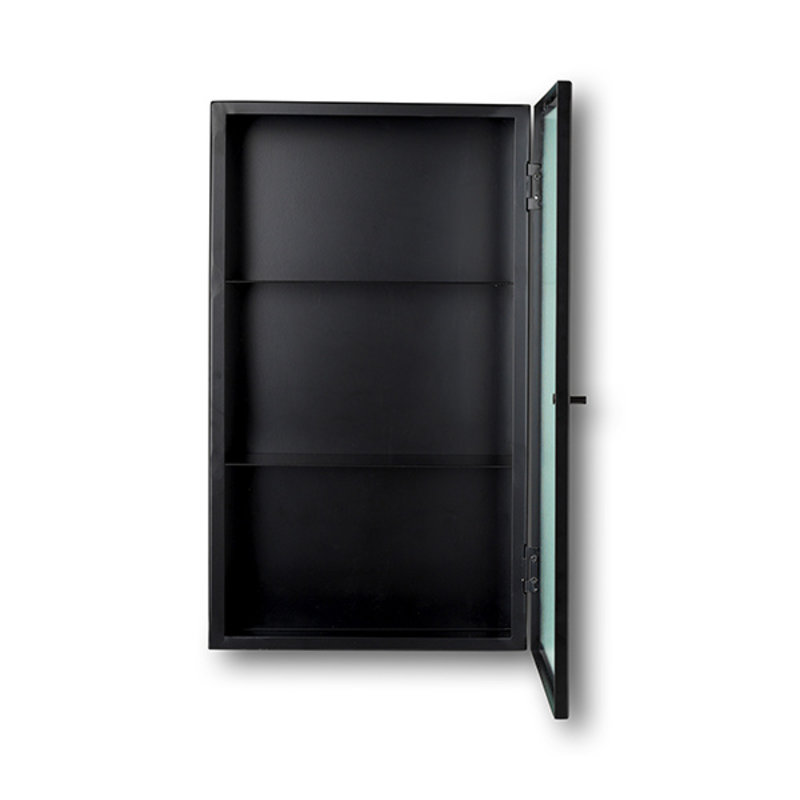 ferm LIVING-collectie Haze Wall Cabinet - Reeded Glas - Black