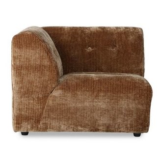 HKliving Vint bank element A - hoekonderdeel links - corduroy velvet aged gold