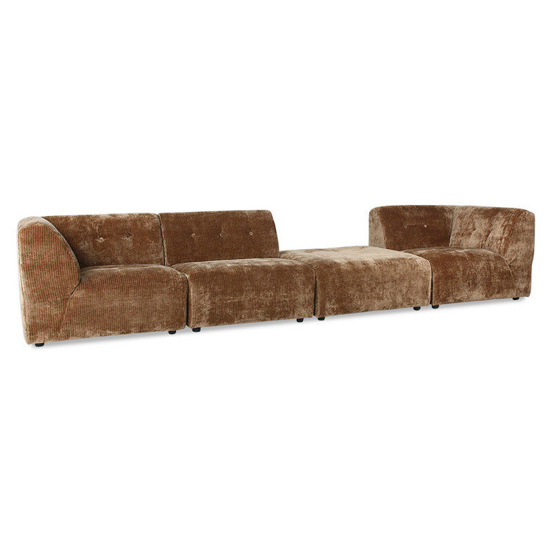 HKliving-collectie vint couch: element B, corduroy velvet, aged gold