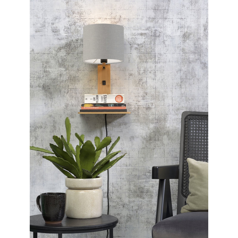 Good&Mojo-collectie Wall lamp Andes nat. shelf/shade 1815 ecolin. l.grey