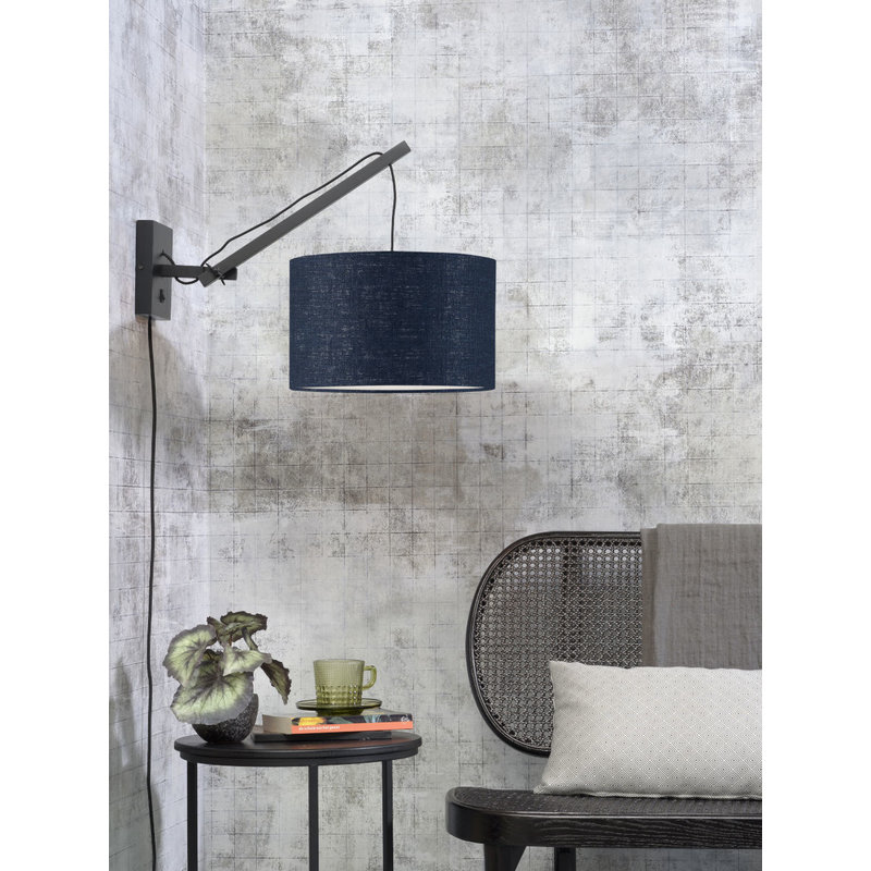 Good&Mojo-collectie Wall lamp Andes black/shade 3220 ecolin. bl.denim, S