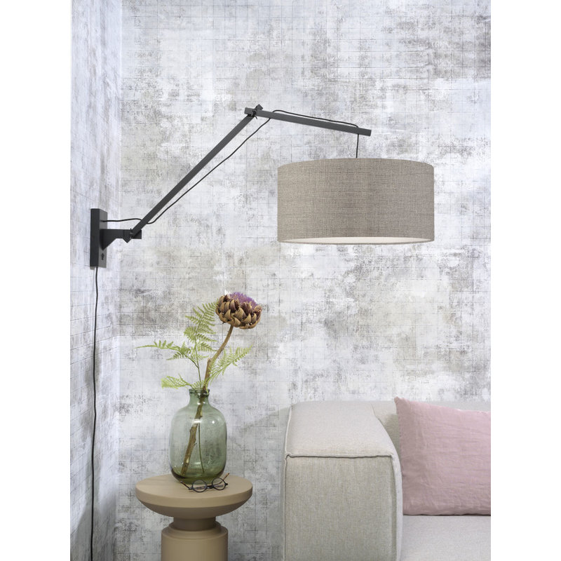 Good&Mojo-collectie Wandlamp Andes zwart/donker linnen L