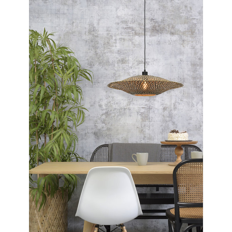 Good&Mojo-collectie Hanging lamp Bali horiz. 60x15cm black/natural, M